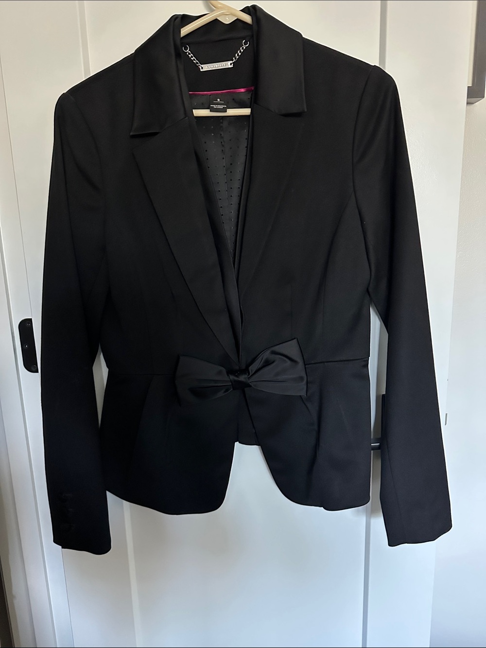 White House Black Market Black Bow-Front Tailored Blazer
